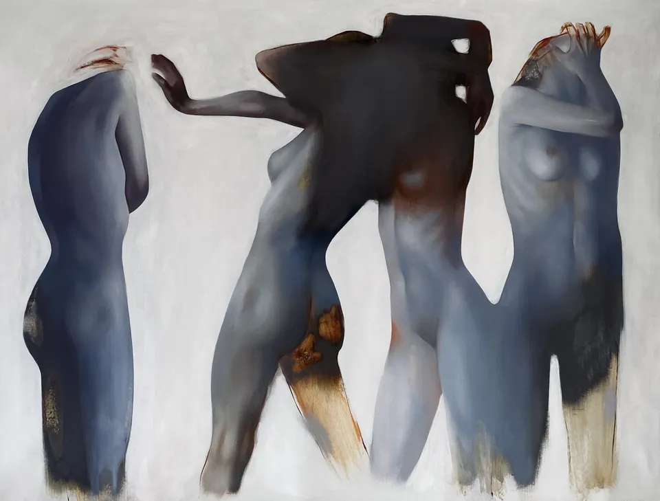 Untitled (Humans no. 2), 2024, oil, acrylic on canvas by Kateryna Reznichenko