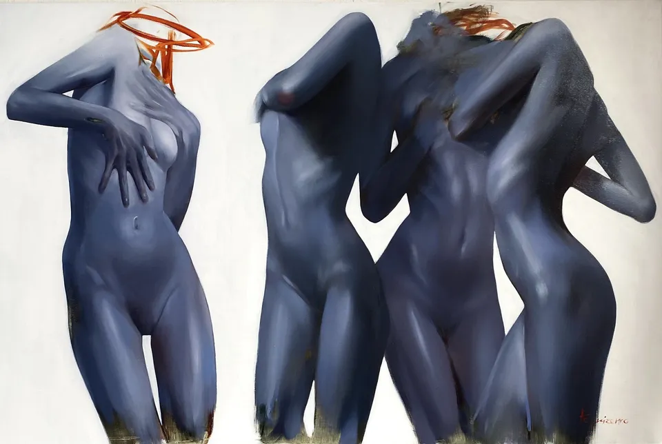Untitled (Humans no. 3), 2023, oil, acrylic on canvas by Kateryna Reznichenko