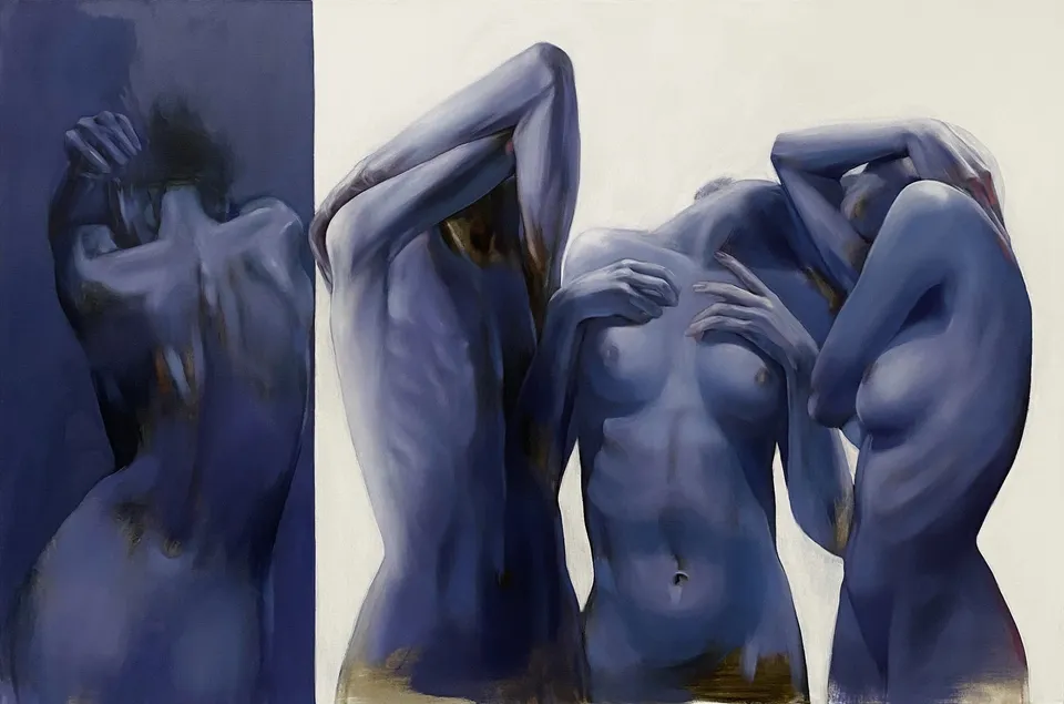 Untitled (Humans no. 4), 2023, oil, acrylic on canvas by Kateryna Reznichenko