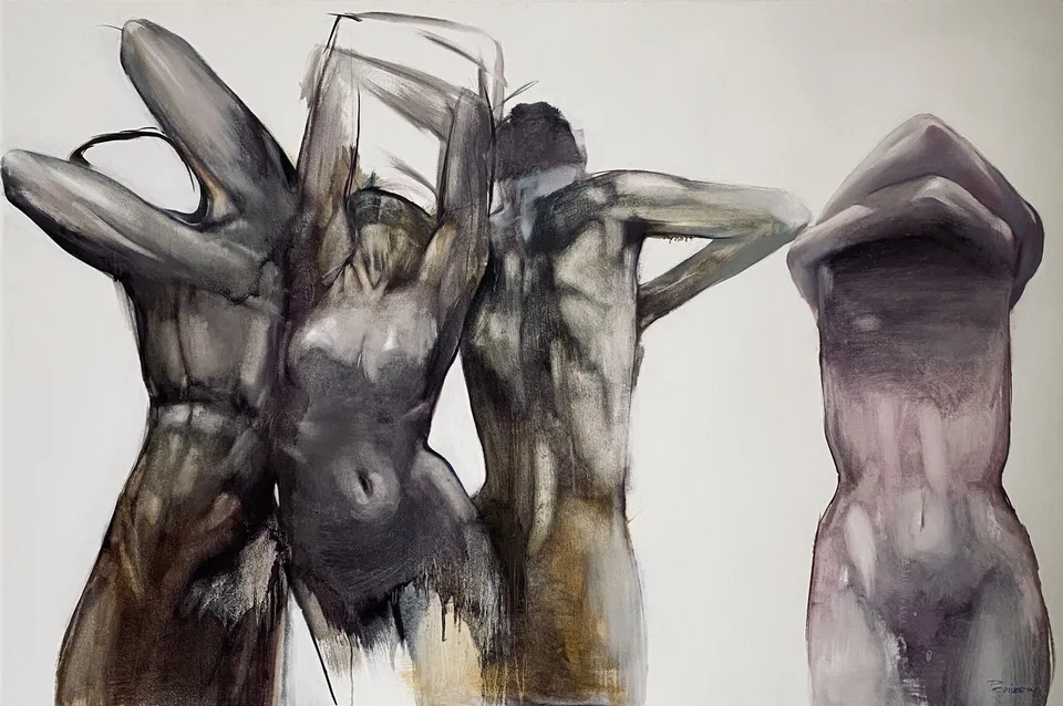 Untitled (Humans no. 6), 2023, oil, acrylic on canvas by Kateryna Reznichenko