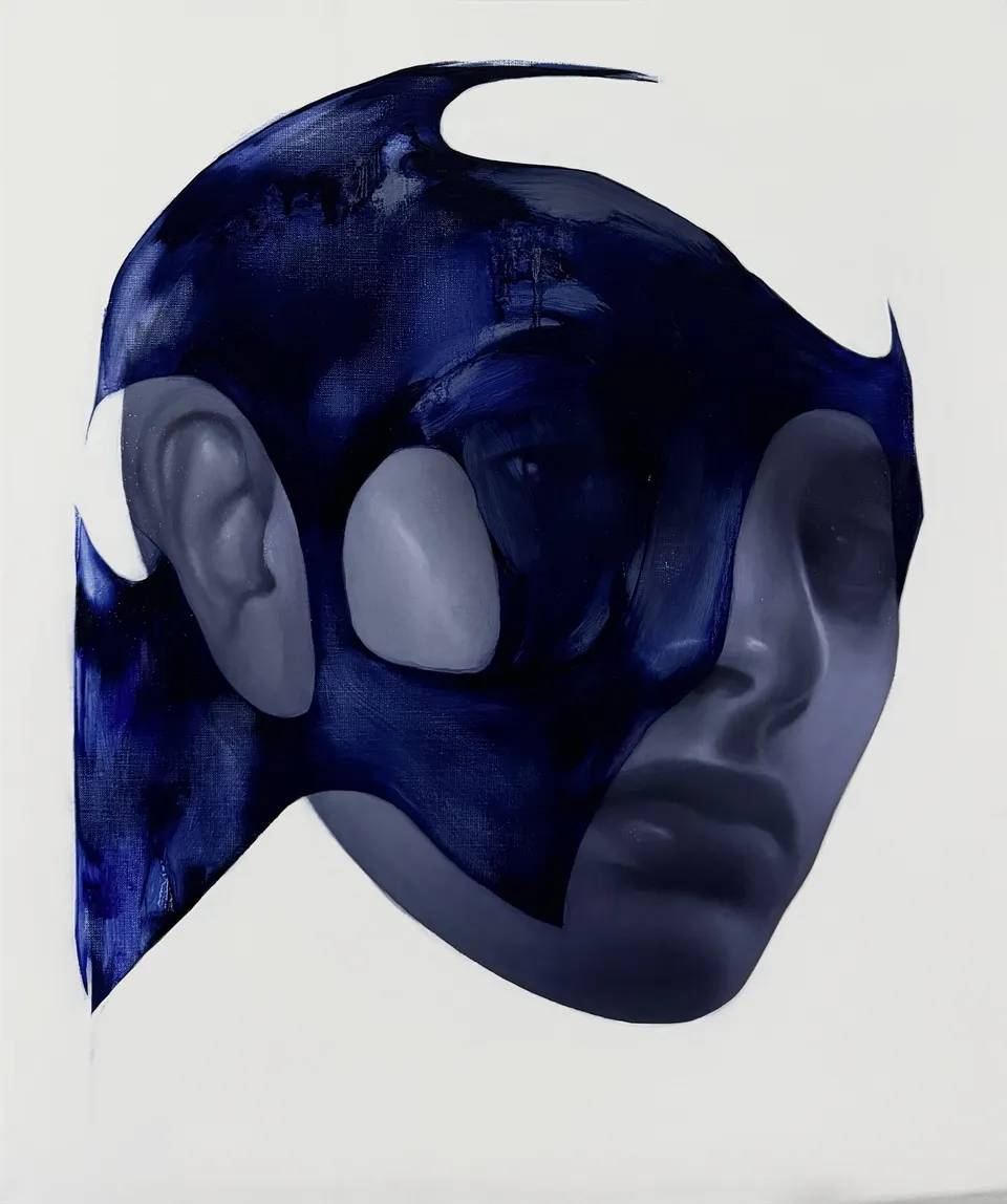 Helmet, 2024, oil, acrylic on canvas by Kateryna Reznichenko